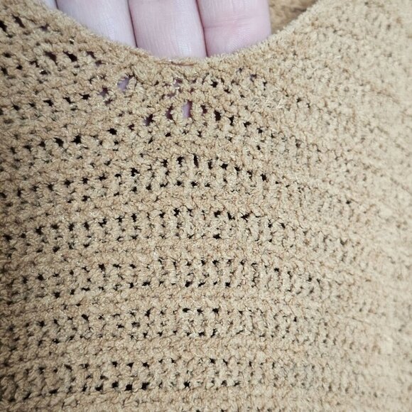 American Eagle Womens V-Neck Knit Sweater Split Hi-Low Hem 3/4 Sleeves Tan L/XL - Picture 8 of 10